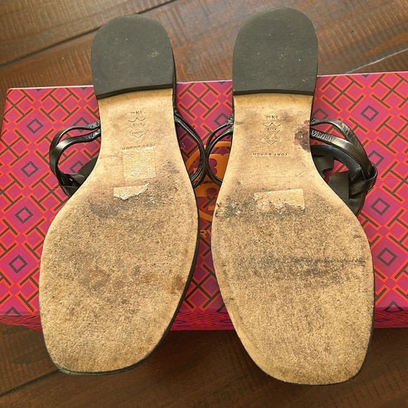 Tory Burch Black Jeweled Miller Nappa Leather Sandals - Picture 5 of 6